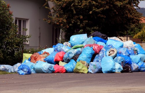 Photograph showing interior items staged for removal during a property clearance