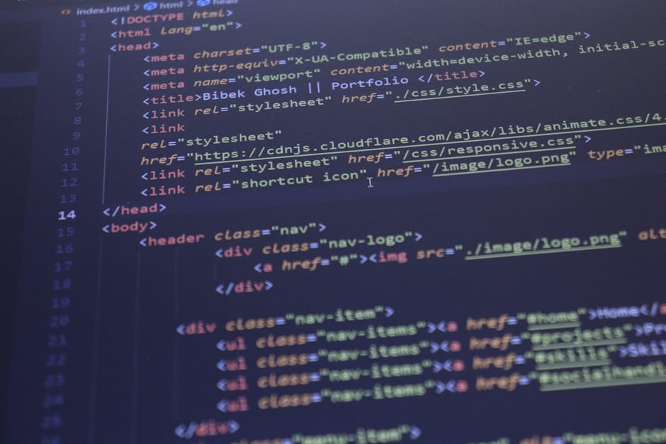 A close-up image of a computer screen displaying lines of programming code with syntax highlighted in various colors including red, green, blue, yellow, and white. The text consists of code snippets,